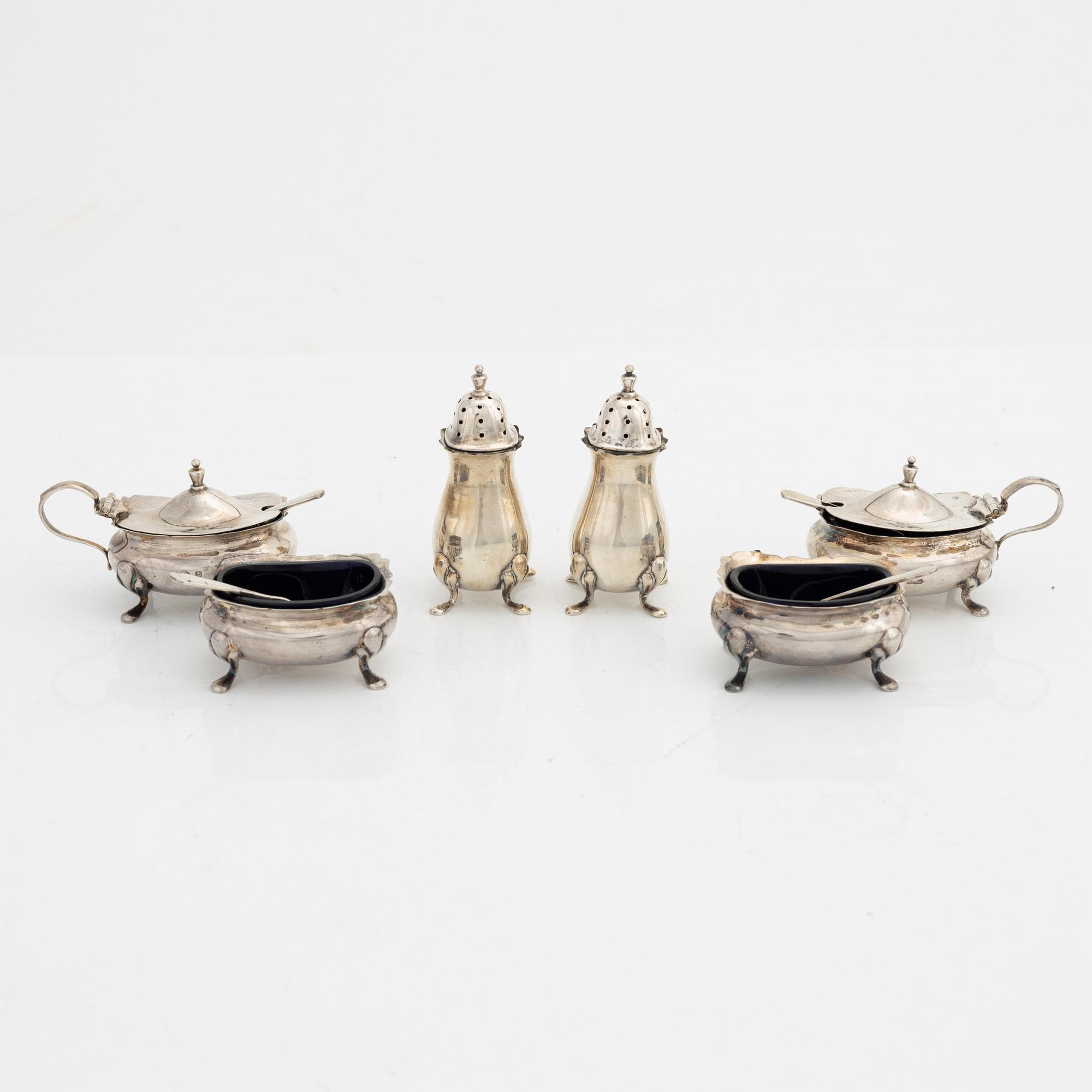 Adie Brothers Ltd, a silver cruet set in box, Birmingham 1924.