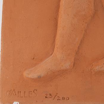 Carl Milles, efter, väggplakett, terracotta stämpelsignerad.