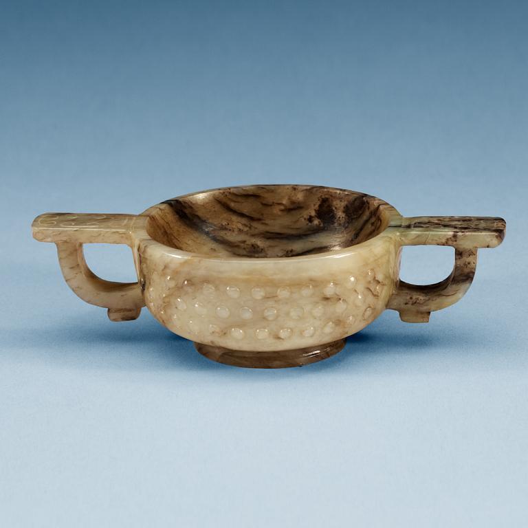 A nephrite libation cup, Qing dynasty (1644-1912).