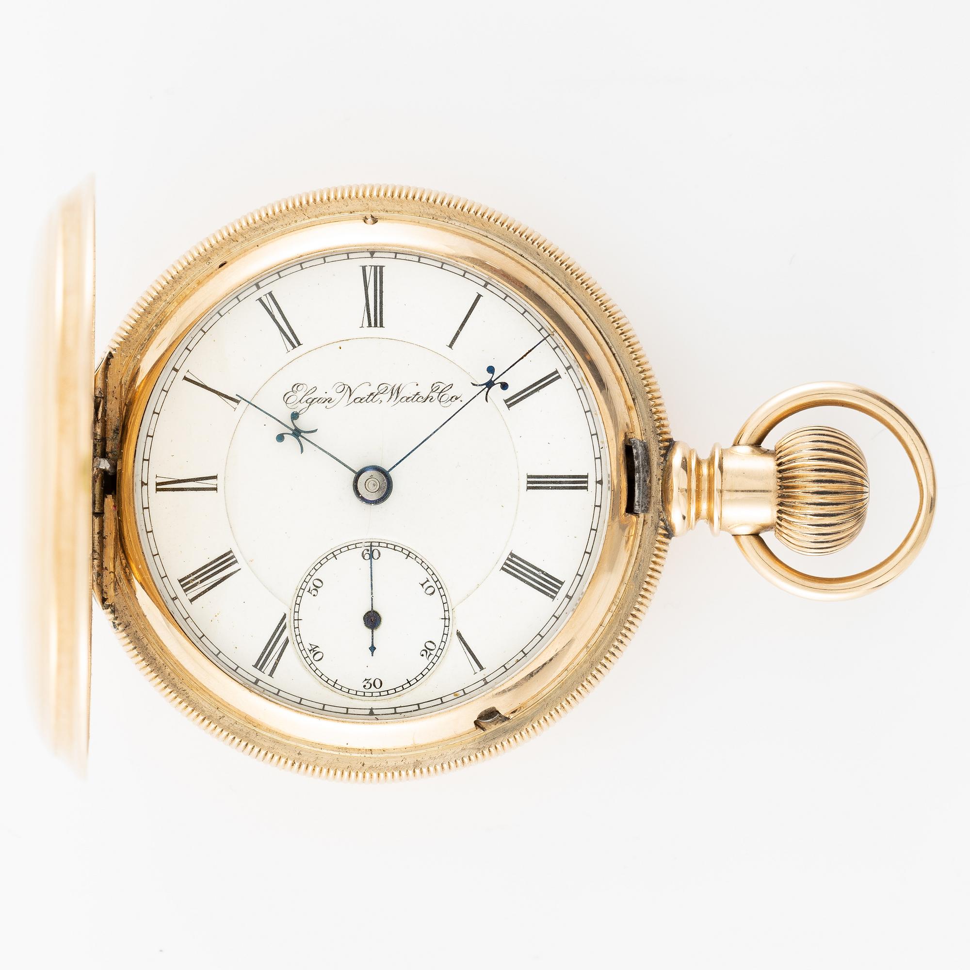 Elgin National Watch Company, fickur, "B.W. Raymond
", savonett, 14K guld, 55 mm.