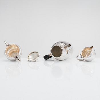 A Cohr three-piece sterling coffee set, Denmark, mid-20th century.
