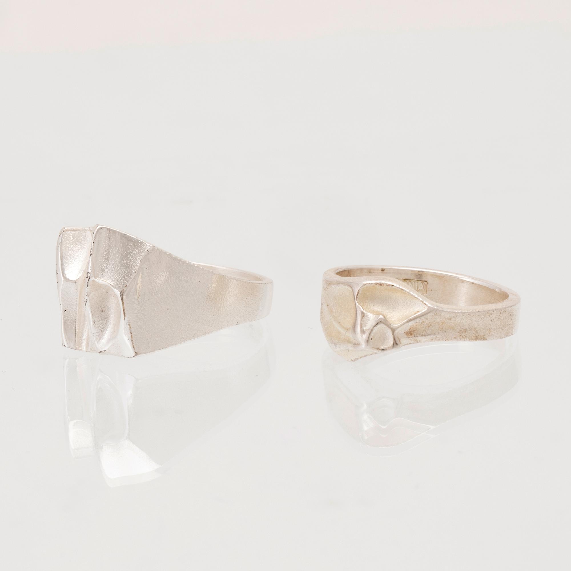 Björn Weckström, ringar 2 st silver "Sung" samt "Khimaira", Lapponia Finland 1988.