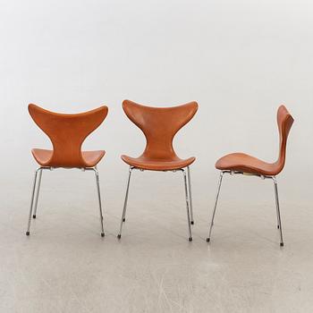 ARNE JACOBSEN, stolar, 6 st, Måsen / Liljan, Fritz Hansen.