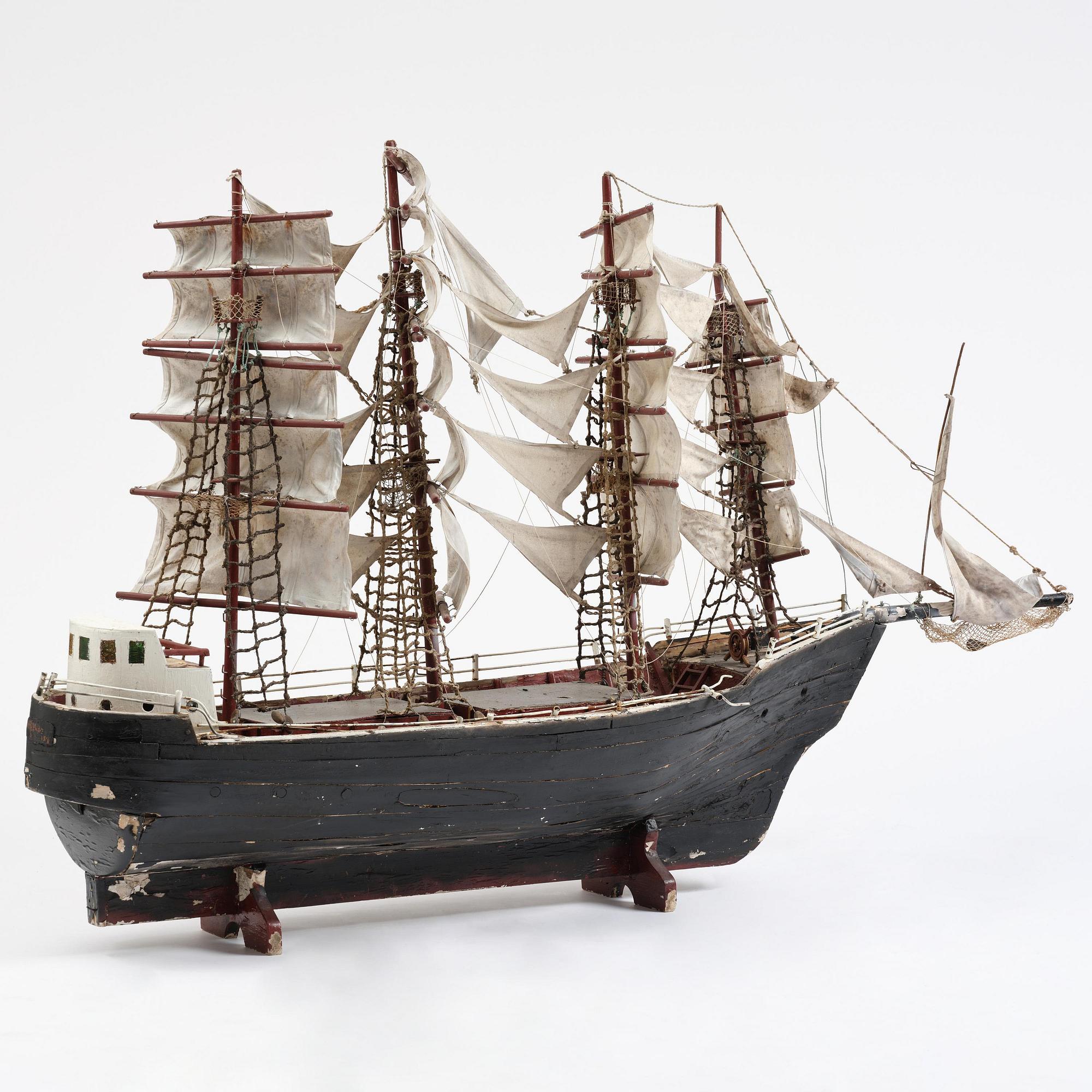 A modell of a ship from Brahestad, Finland, 19th century.
