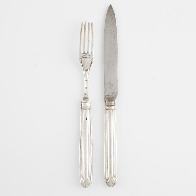 Dessert cutlery, 31 pieces, silver, Carl Gideon Renander, Stockholm, 18th century and C.F. Björnstedt, 19th century.