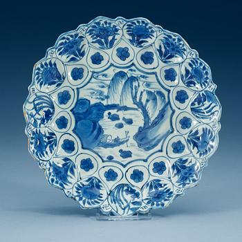 1770. A moulded flower-shaped blue and white dish, Ming dynasty, 17th Century.