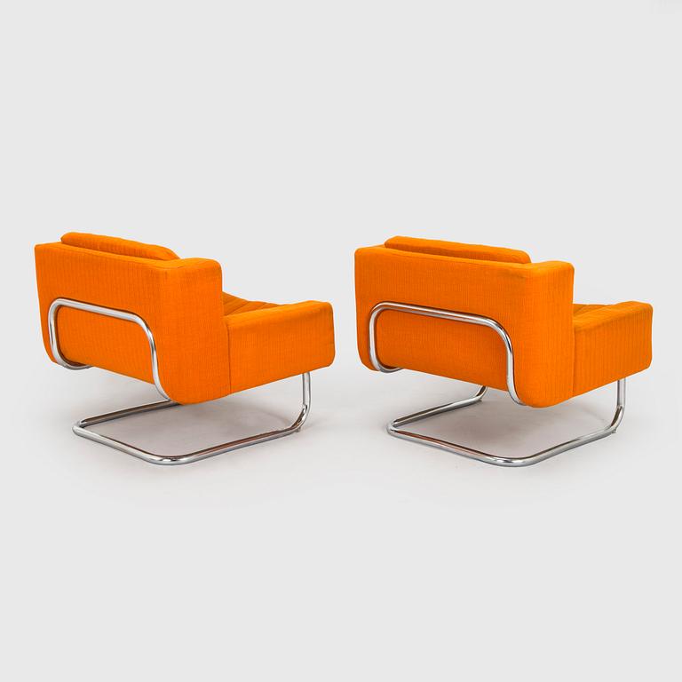 Esko Pajamies, a pair of 1970's 'Contra' easy chairs for Asko, Finland.