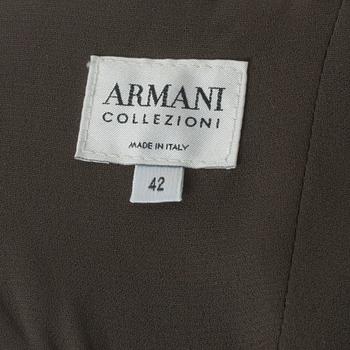 ARMANI COLLEZIONI, a taupe coloured evening dress.