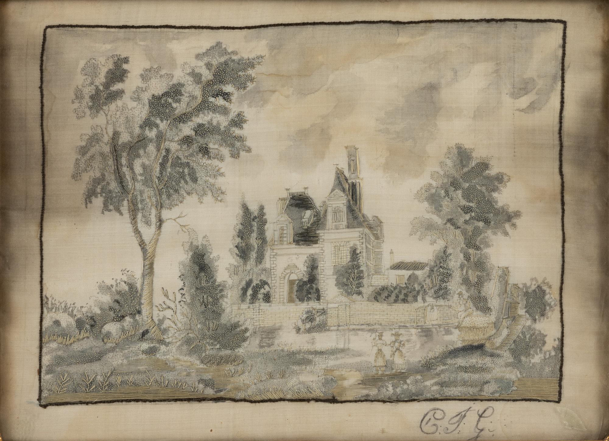 A silk embroidery, circa 1800.