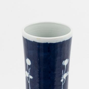 A Chinese blue and white cherry blossom vase, early 20th Century with Kangxi six character mark.