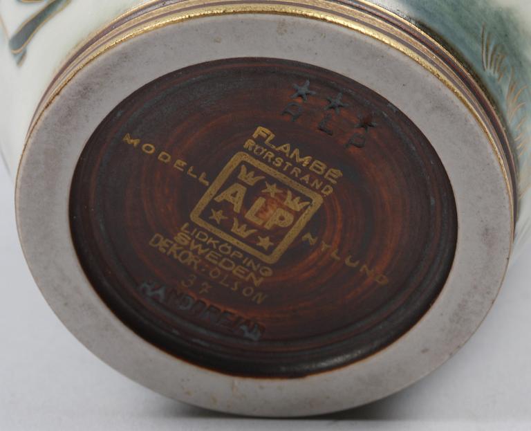 HÄNKELVAS, stengods, Gunnar Nylund, Flambé Rörstrand Lidköping.