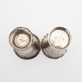 Pokaler 3 st samt skrammelbägare silver Sverige 17/1800-tal.