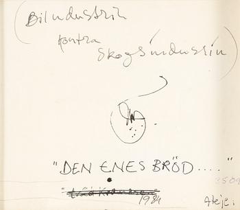 ULF RAHMBERG, mixed media with collage, signed with monogram on verso.