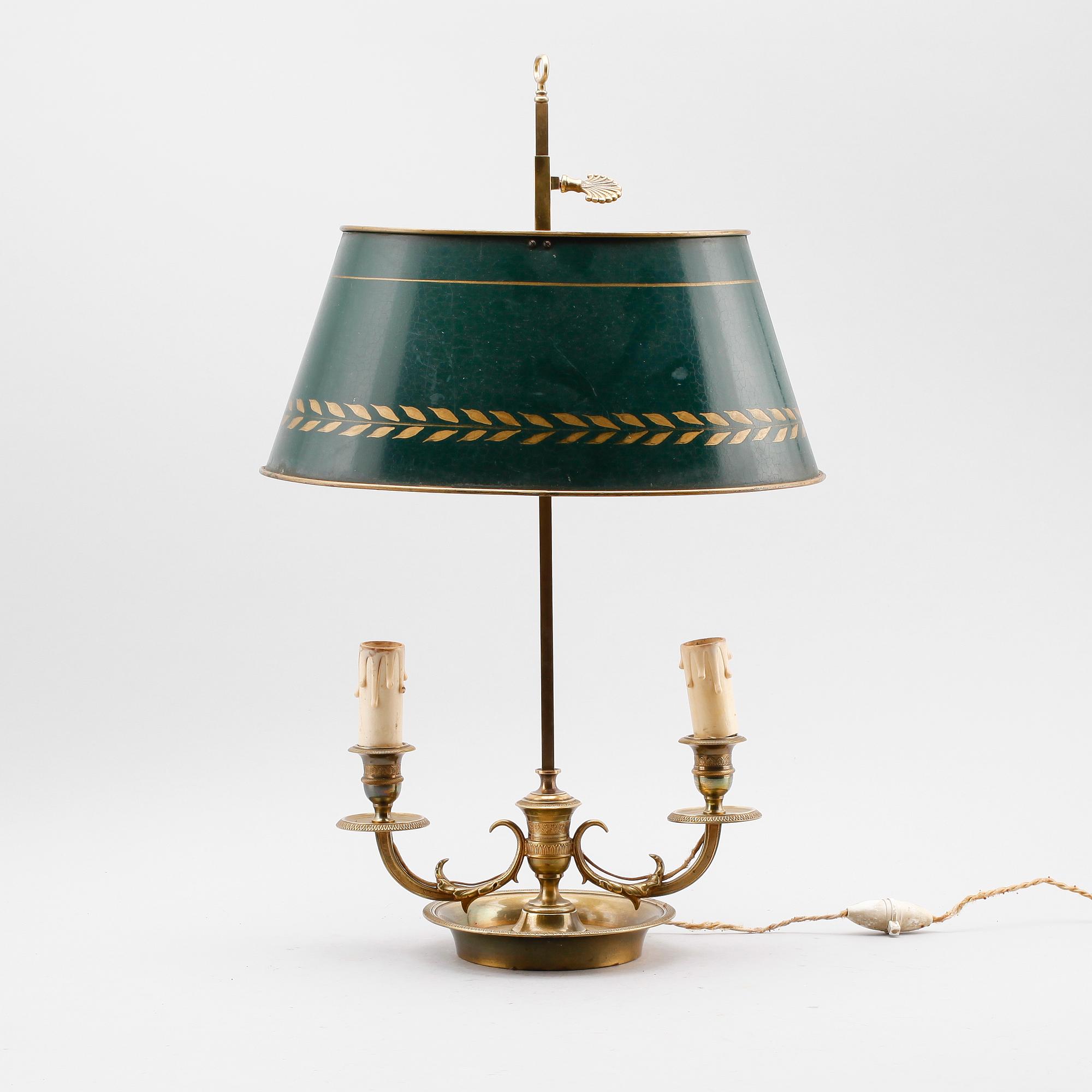 BOUILOTTELAMPA, mässing, empirestil, 1900-talets första hälft.