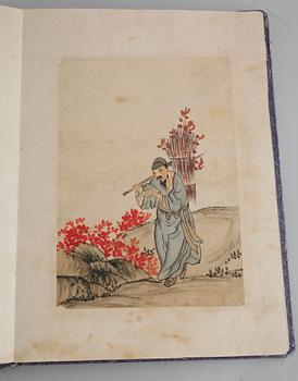 ILLUSTRERAD BOK/AKVARELLER, Kina, 1900-tal.