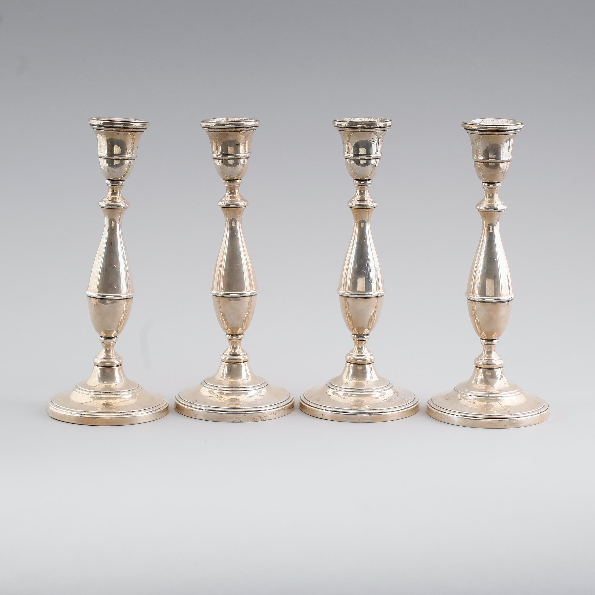 LJUSSTAKAR, 4 st, sterlingsilver, RH Macy & Co, Amerika, 1900-talets första hälft.