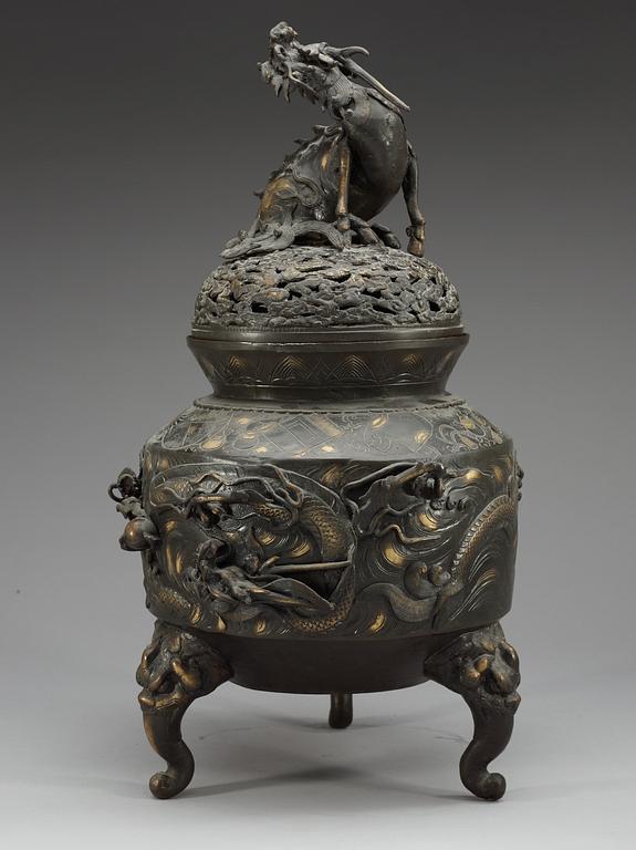 RÖKELSEKAR, brons. Japan, Meiji (1868-1912).