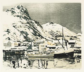 Lars Lerin, "Hamn, Lofoten Norge".