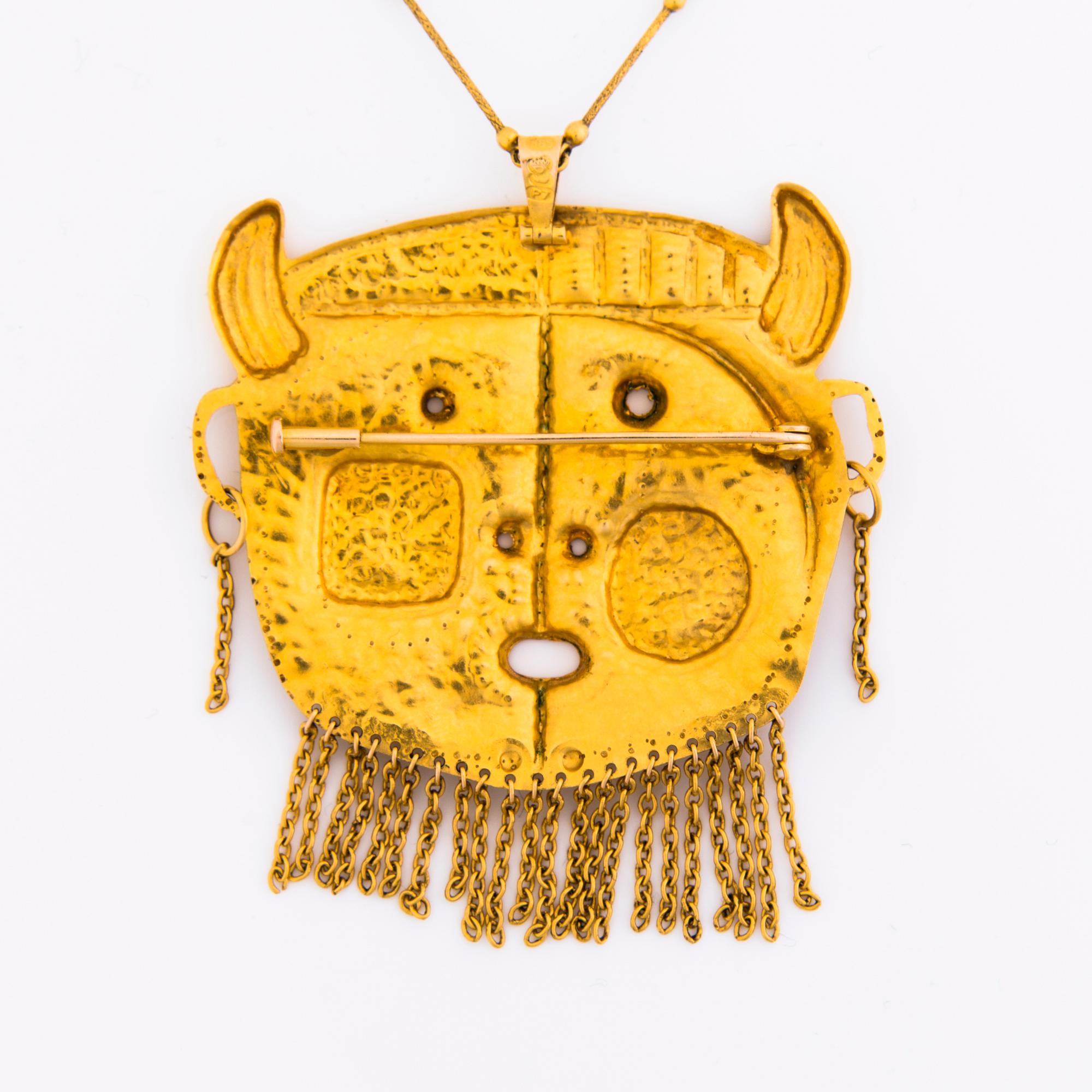 TAPIO WIRKKALA, HÄNGSMYCKE, "Djävulens huvud", 14K guld, N. Westerback, Helsingfors 1968.