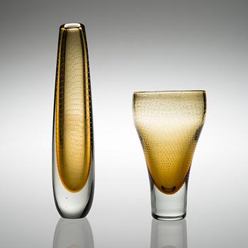 GUNNEL NYMAN, TWO VASES. Signed. G. Nyman, Nuutajärvi Notsjö 148 and -53.