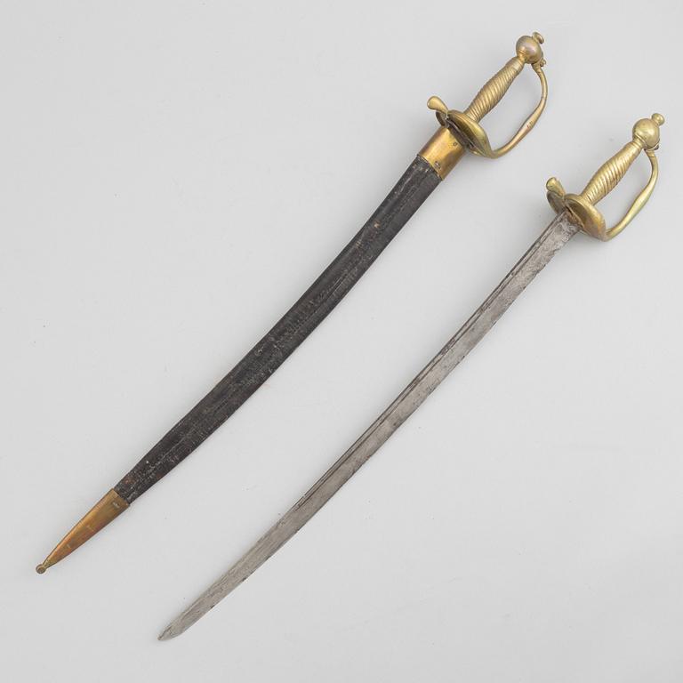 Two cutlasses, Swedish, m/1748 and m/1748-1856.