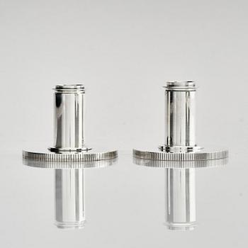 Georg Jensen, a pair of sterling silver candlesticks, design by Sigvard Bernadotte, model no 711A, Copenhagen, Denm after 1945.