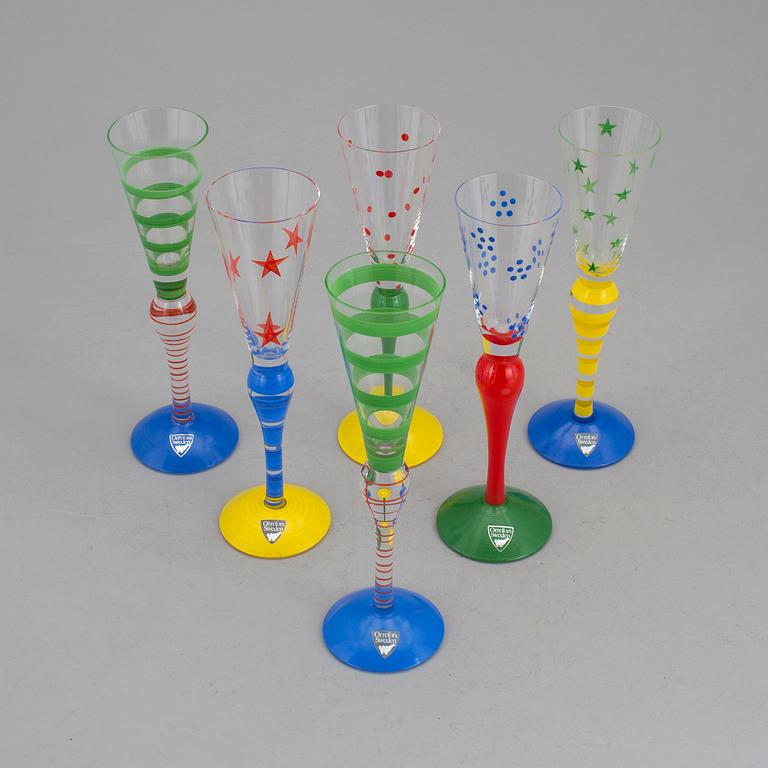 ANNE NILSSON, Orrefors "Clown", snapsglas 6 st.