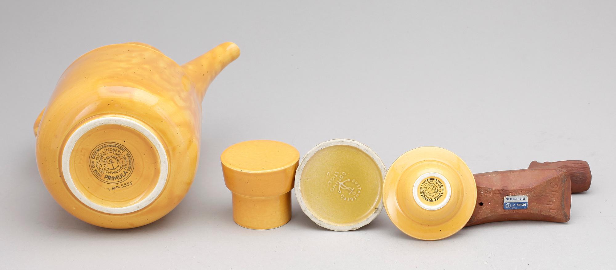 PARTI KERAMIK,  7 delar, bla "Domino", Stig Lindberg, Gustavsberg, 1900-tal.