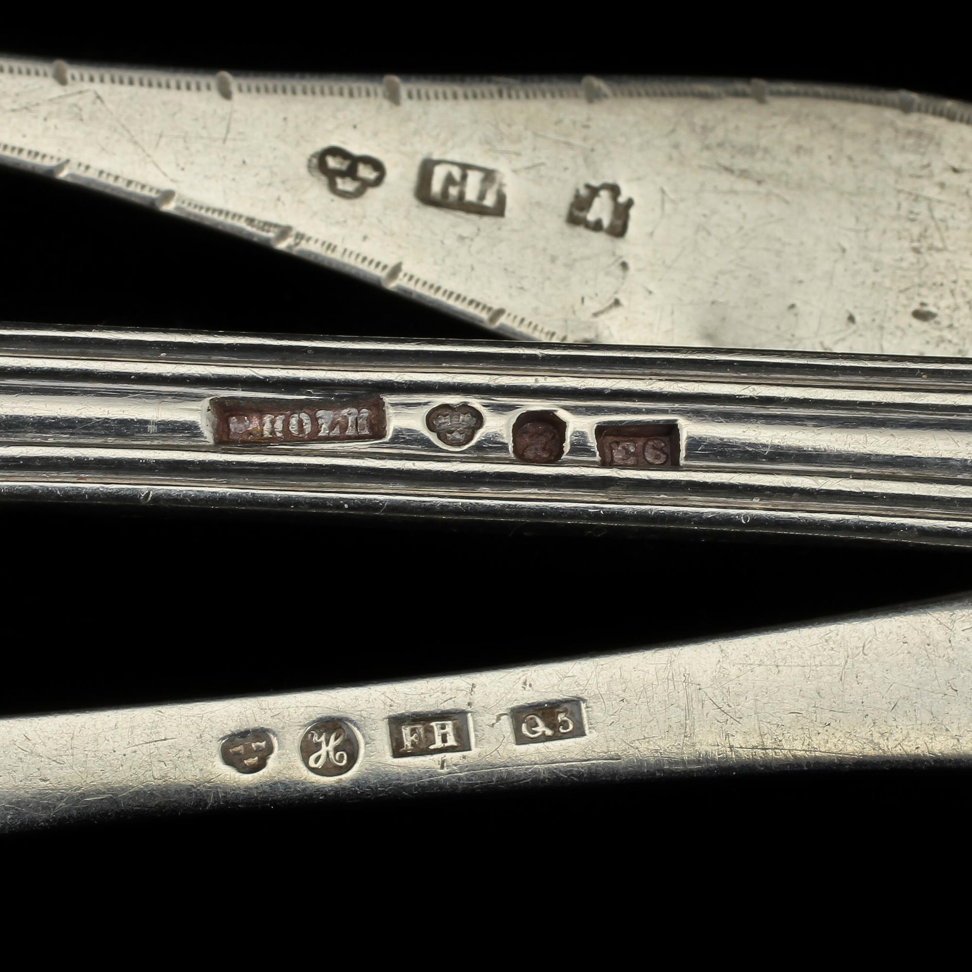 PARTI SILVERBESTICK, 16 st, silver, 1800-tal. Vikt 370 g.