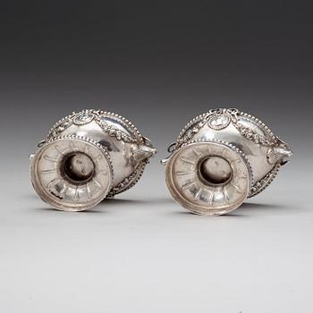 A pair of 18th century silver salts, marks of Joseph-Thomas Vancouvenbergh, Paris 1784.