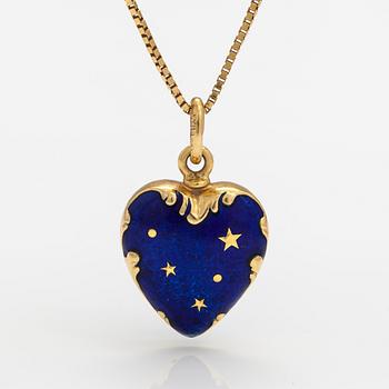 Fabergé, An 18K gold pendant with blue enamel. Numbered 90/0031.