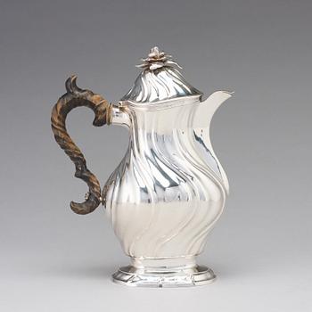 A Swedish 18th century rococo silver coffee-pot, maker's mark of Jacob Lampa, Stockholm 1770.
