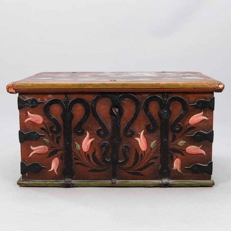 A Swedish 19th Century Painted Wooden Chest.