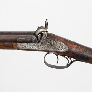 Percussion gun, double barreled, second part of the 19th century.