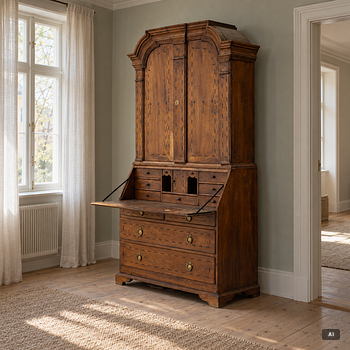 A writing cabinet, 18th Century.