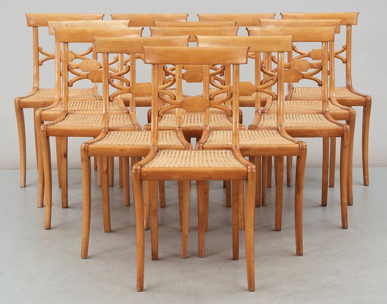 A set of 13 Swedish Empire chairs by J. P. Grönvall.