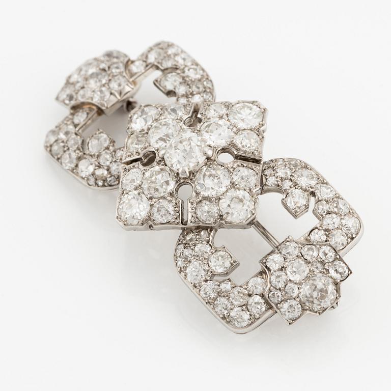 A Cartier platinum brooch set with old-cut diamonds, Art Déco.