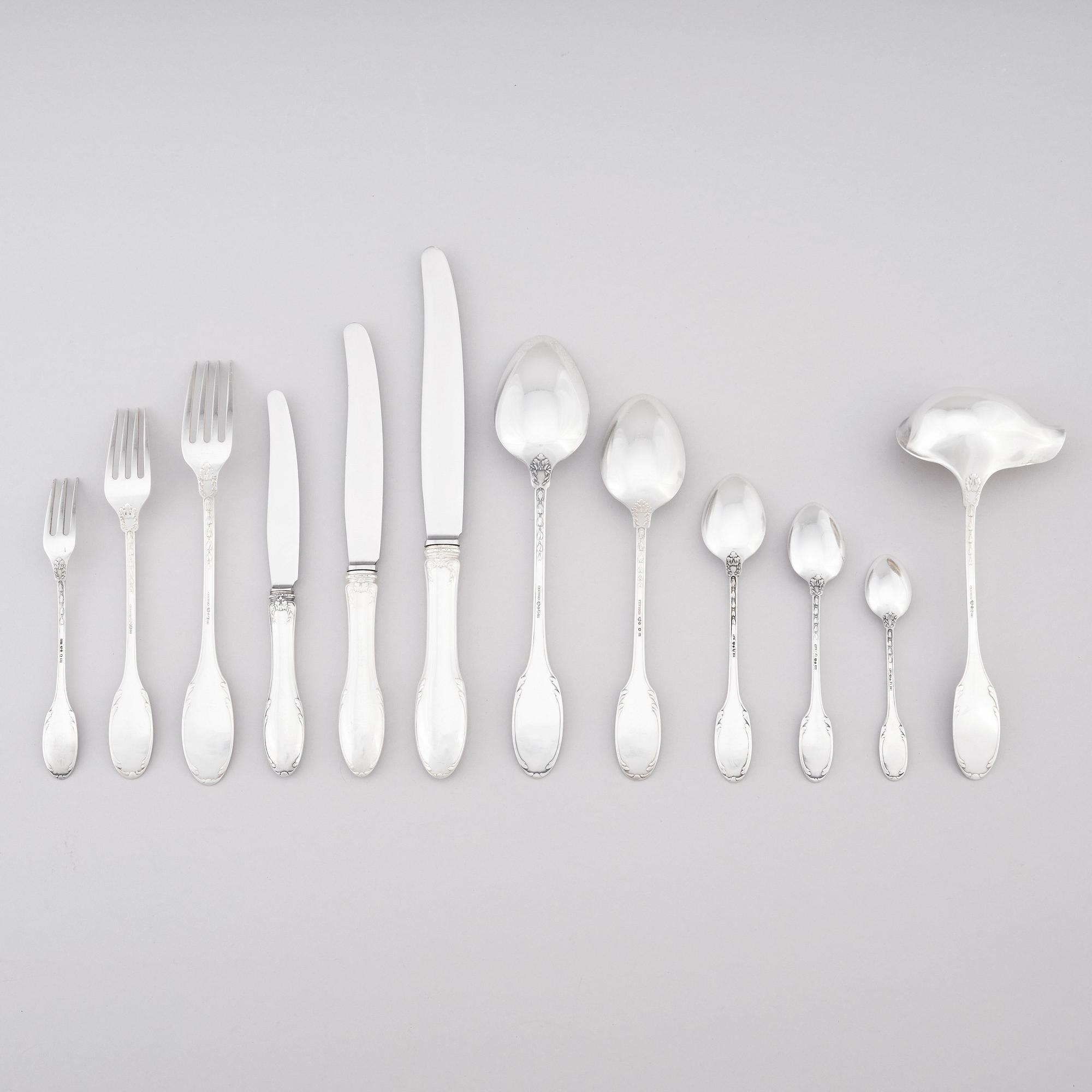 A Swedish 267 piece silver-cutlery, mark of W.A Bohlin, Stockholm, 1932-1934.