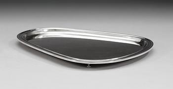 A Sigvard Bernadotte sterling tray by George Jensen, Copenhagen 1945-77, modell nr 1015.