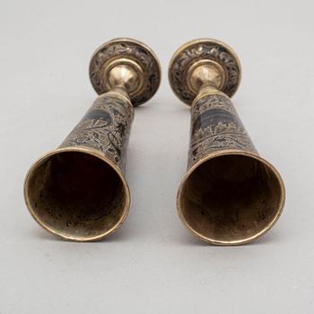 Two similar silver-gilt champagne flutes, unidentified makers mark, Moscow 1843.