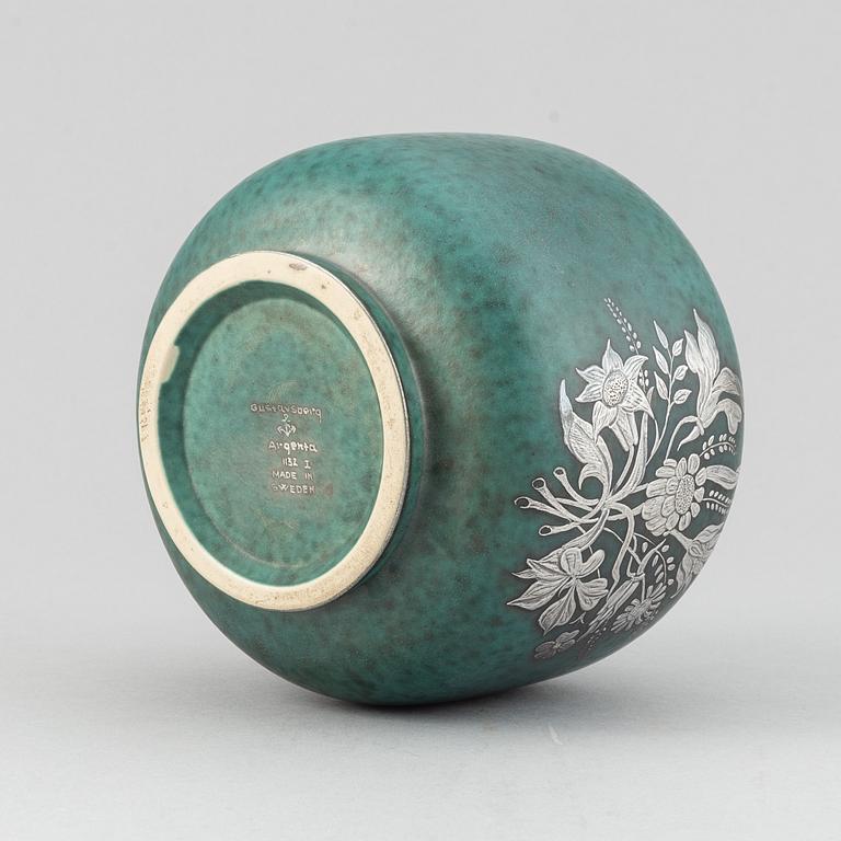 Wilhelm Kåge, vas, stengods, "argenta", Gustavsberg.