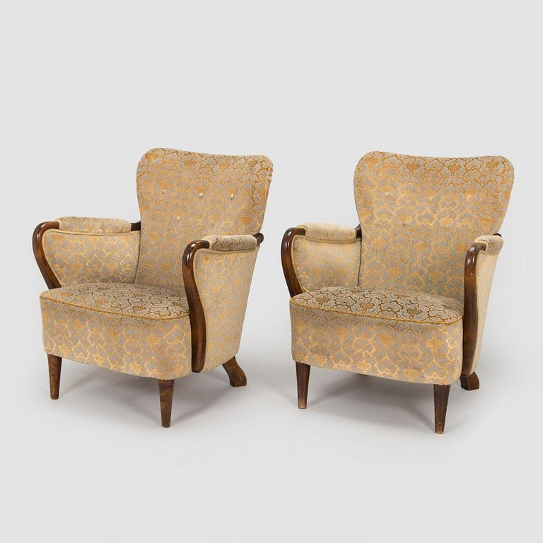 Birger Hahl, soffa samt fåtöljer, ett par, Haimi Oy 1946.