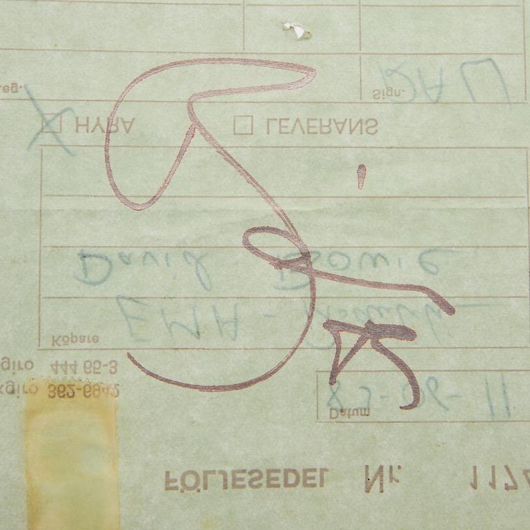 Autograf av David Bowie The Booth Theatre 1983.