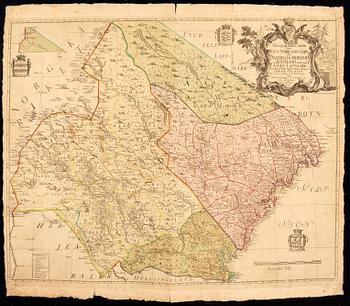 Johan Törnsten, map of middle Norrland Sweden, hand colored copper engraving, Stockholm 1771.