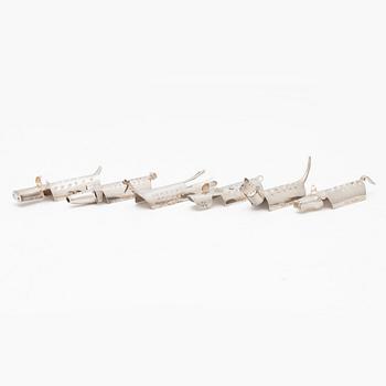 Gunnar Cyrén, six silver butter knife rests, CG Hallberg, Stockholm, 1956.