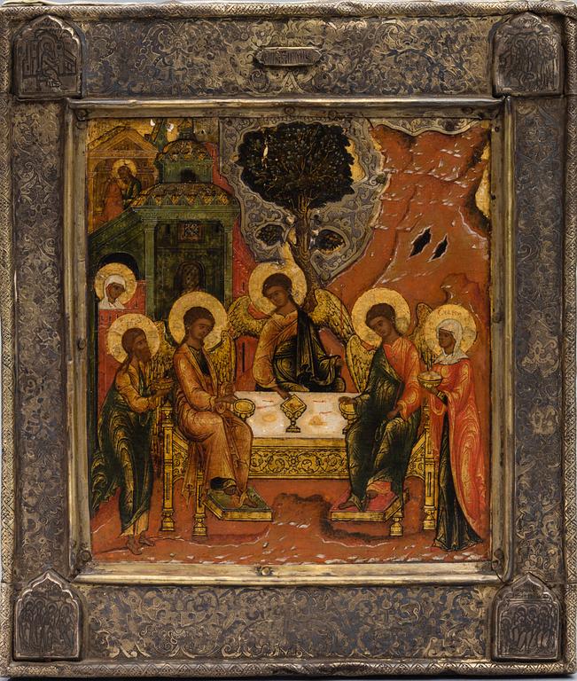 ICON, tempera on wood panel and brass BASMA, Russia last third of the 17th century.