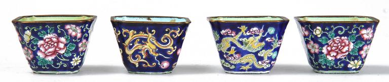 PARTI CLOISONNE, 8 delar, Kina, 1800/1900-tal.