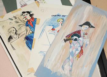 MAX GOLDSTEIN, dräktskisser, cirka 40-50 st, bla för "Sommarnattens leende", 1973.