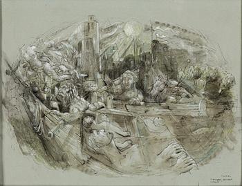 PETER WEISS, mixed media on paper, signed and dated 46.