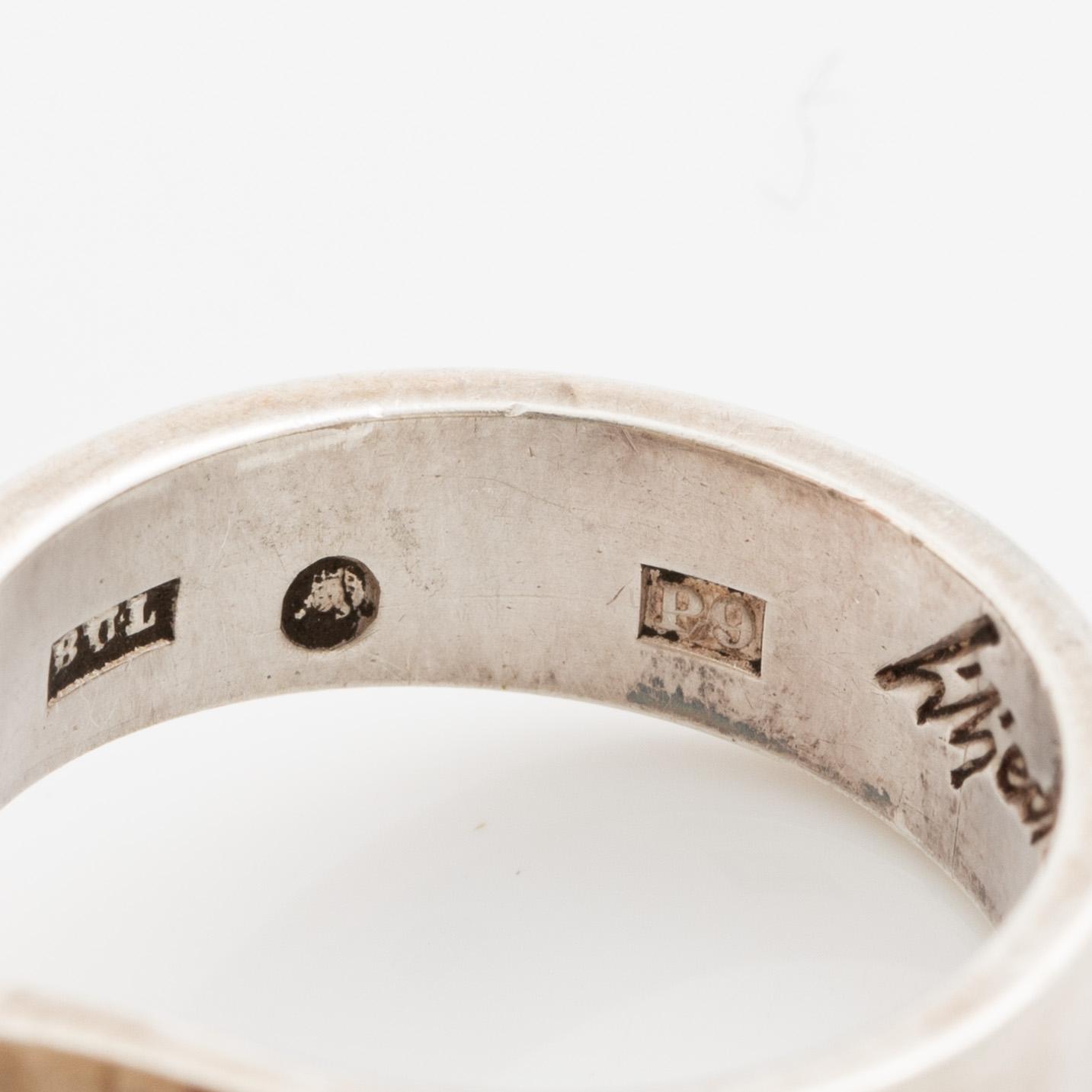 Tre ringar, silver och kvarts, Cecilia Johansson, Göteborg 1965 och Bengt Liljedahl, Stockholm 1965.